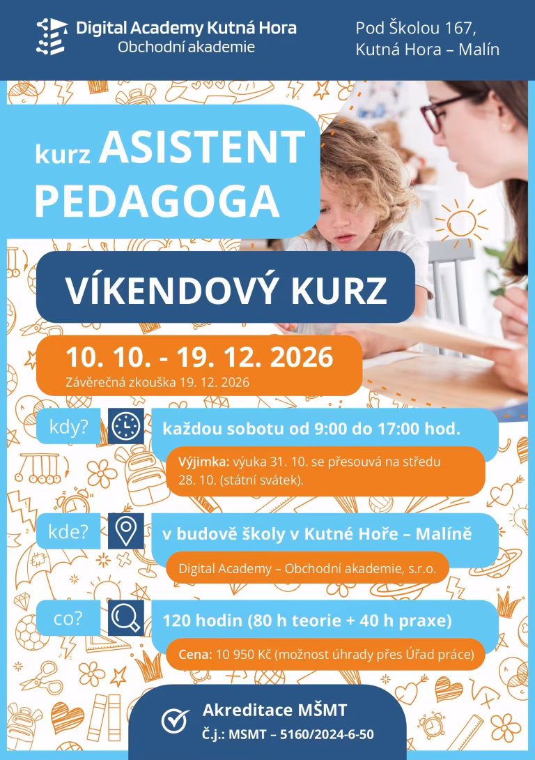 Víkendový kurz asistent pedagoga - leták Dahora