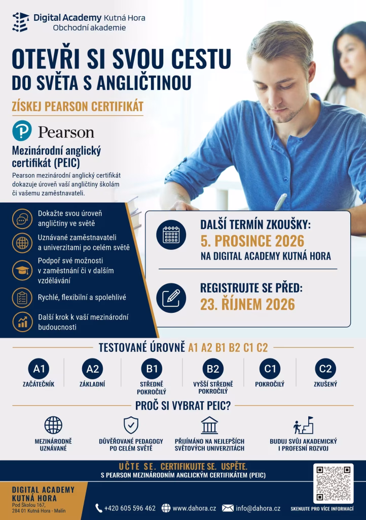 Mezinárodní zkouška z anglického jazyka uznávaná Ministerstvem školství České republiky. - leták cs