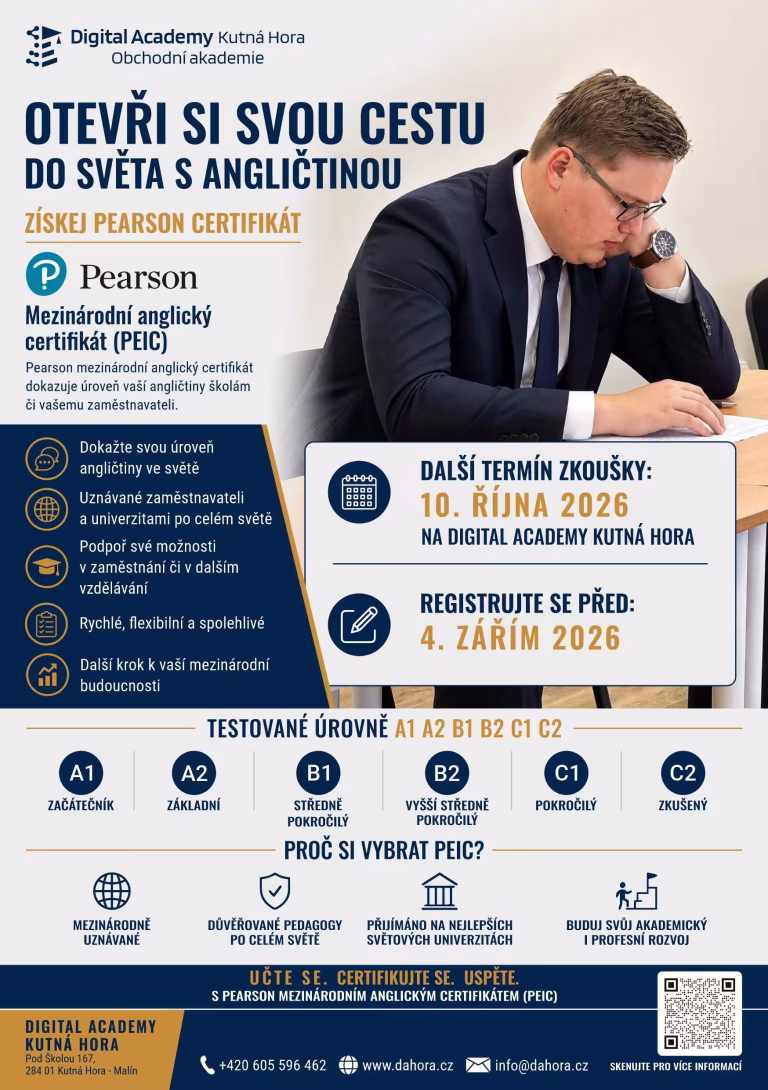 Mezinárodní zkouška z anglického jazyka uznávaná Ministerstvem školství České republiky. - leták cs